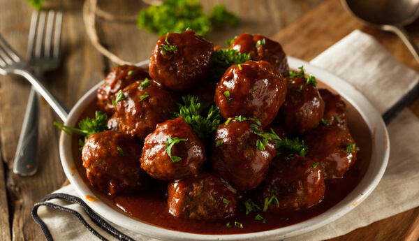 Slow Cooker Apple Barbecue Meatballs